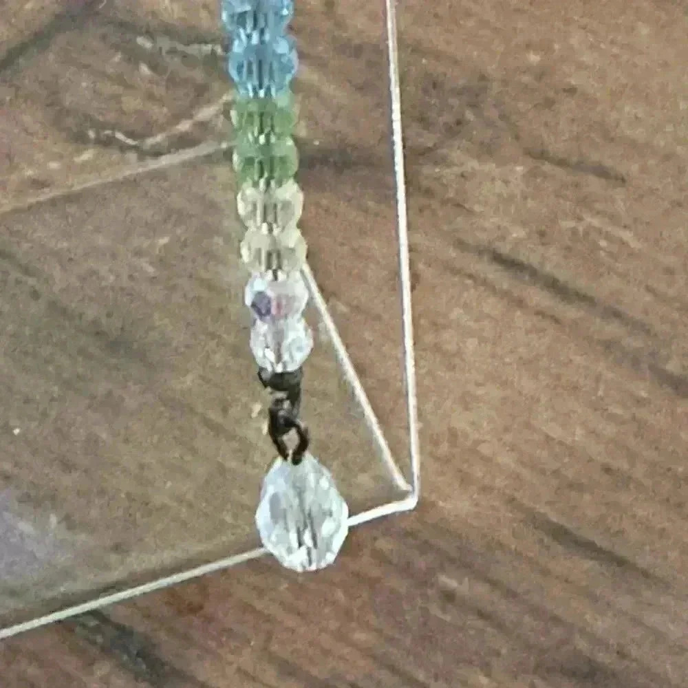 Blue, Green, White Long Drop Crystal Earrnings - Picture 1 of 5